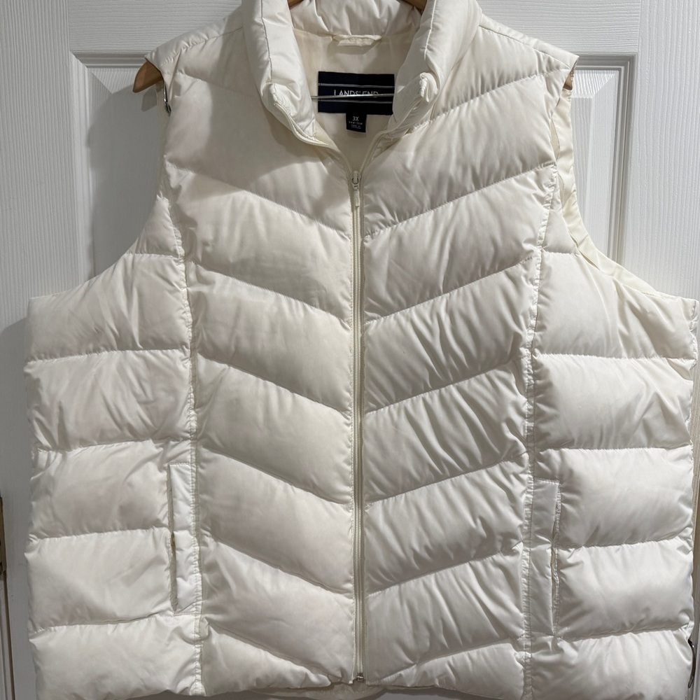 Lands' End Cream Track My Down Zip-Up Vest 3X LNWOT